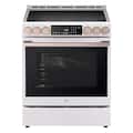 LG - STUDIO 30-in 6.3 Cu. Ft. Slide-In Smart Elec Induction True Convection Range w/ 5 Elements, EasyClean and Air Sous Vide - Essence White