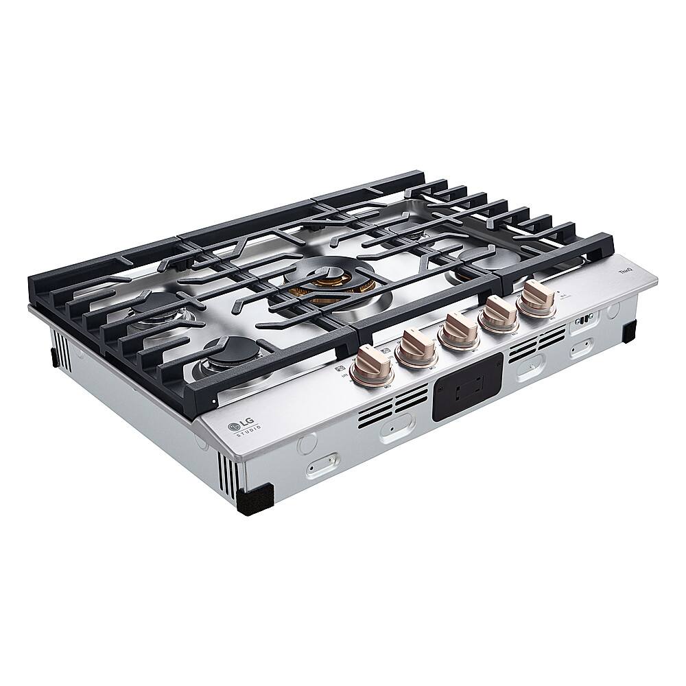 Alt View 16. LG - STUDIO 30” Built-In Smart Gas Cooktop with 5 burners and Griddle - Essence White.