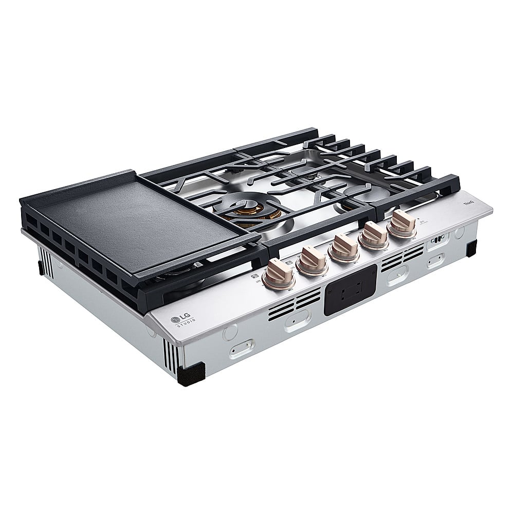 Alt View 17. LG - STUDIO 30” Built-In Smart Gas Cooktop with 5 burners and Griddle - Essence White.