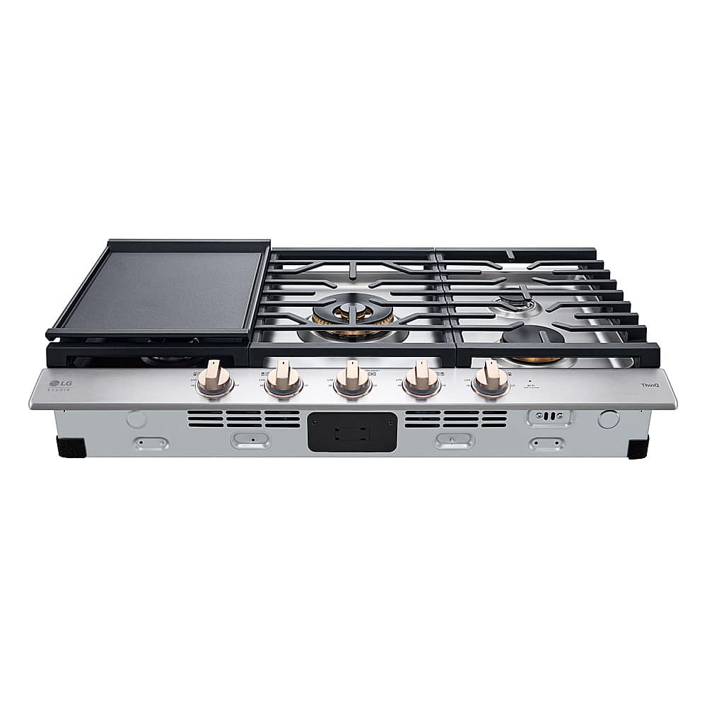 Alt View 12. LG - STUDIO 36” Built-In Smart Gas Cooktop with 5 burners and Griddle - Essence White.