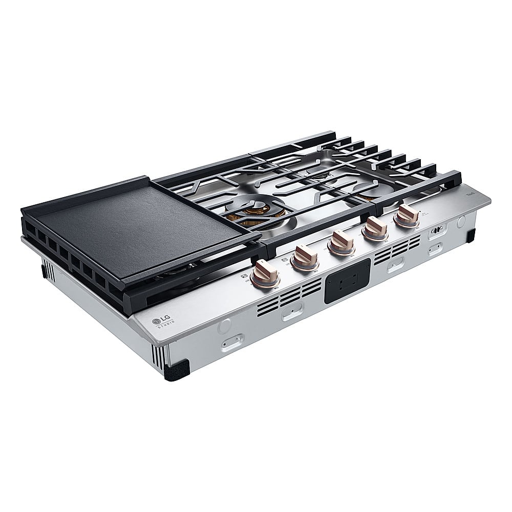 Alt View 17. LG - STUDIO 36” Built-In Smart Gas Cooktop with 5 burners and Griddle - Essence White.