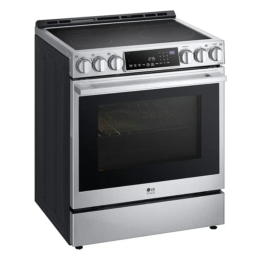 The text on the image reads: "LG Stainless Steel Stove".