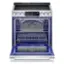 The image shows a blue and silver oven with the door open. The oven has a digital display and is equipped with a timer. The timer is set to 12:35, indicating that the oven is currently in use. The oven is likely being used for cooking or baking, as it is a common appliance found in kitchens.