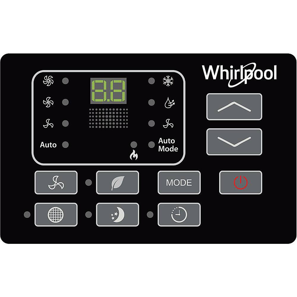 The image features a digital device with a display showing the time and temperature. The device has a large number 88 on the screen, and it is labeled "Whirlpool." The device also has a "Mode" button, which is likely used to select different functions or settings. The display is surrounded by several smaller buttons, which may control various features of the device.