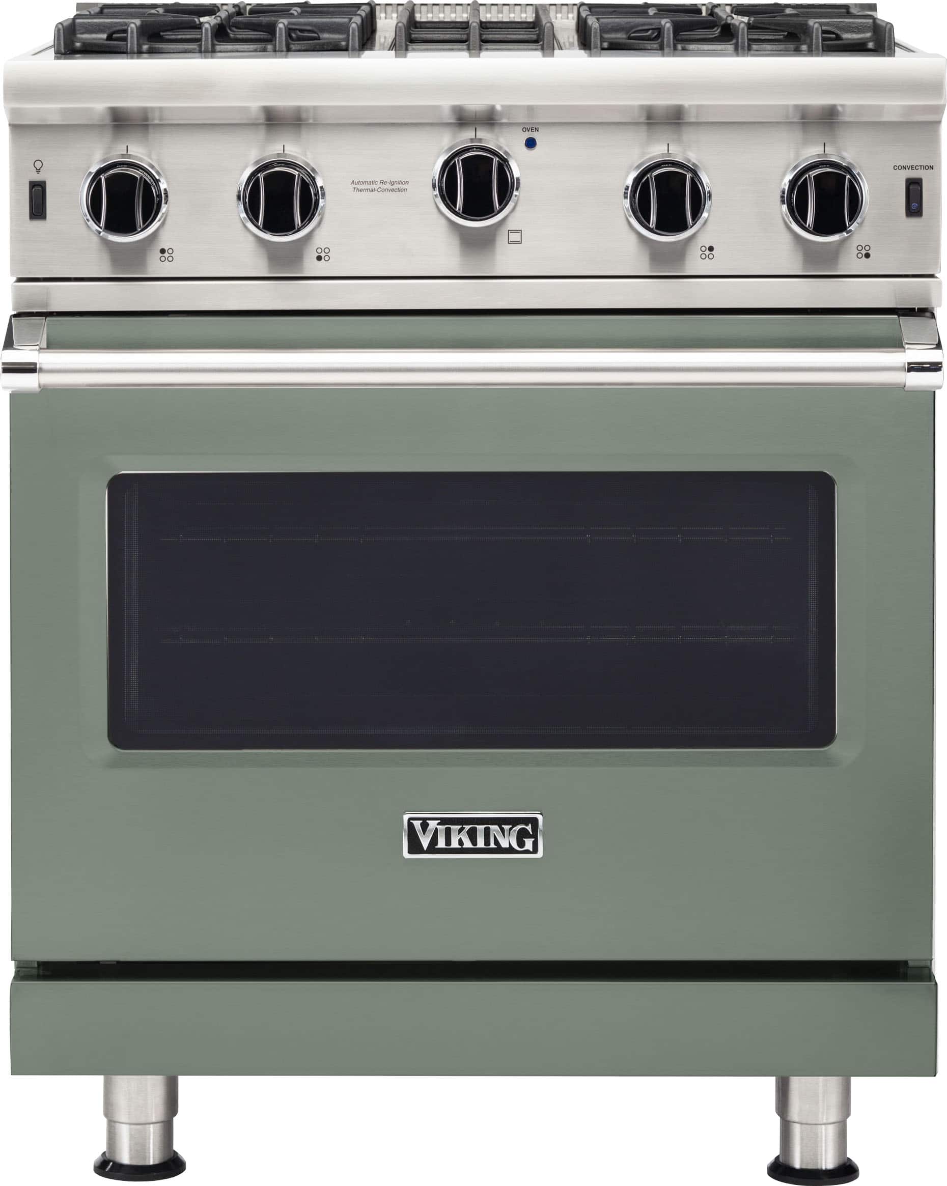Front. Viking - 5-Series Gas Open Burner Range - Eucalyptus.