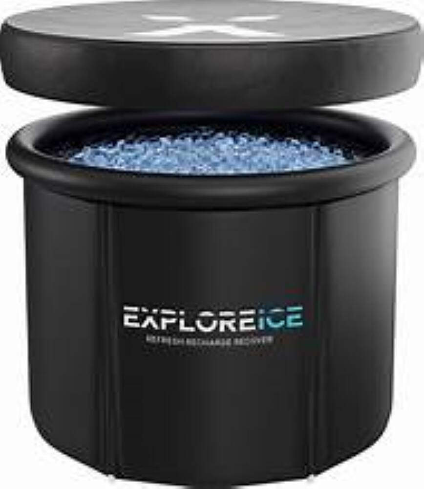 Angle. Explore Ice - Extra Large Cold Ice Bath Tub for Athletes, Premium Cold Plunge Tub for Outdoor - Stealth Black.