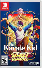 The Karate Kid: Street Rumble is a game for the Nintendo Switch, rated for everyone aged 10 and up. It is developed by GameMill and has an ESRB rating of E for entertainment.