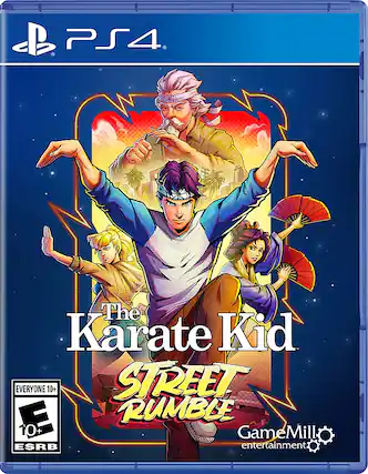 The Karate Kid: Street Rumble is a video game for the PlayStation 4 console, rated for players 10 years and older. It is developed by GameMill Entertainment and has an ESRB rating of E for Everyone. - E10+ (Everyone 10+)