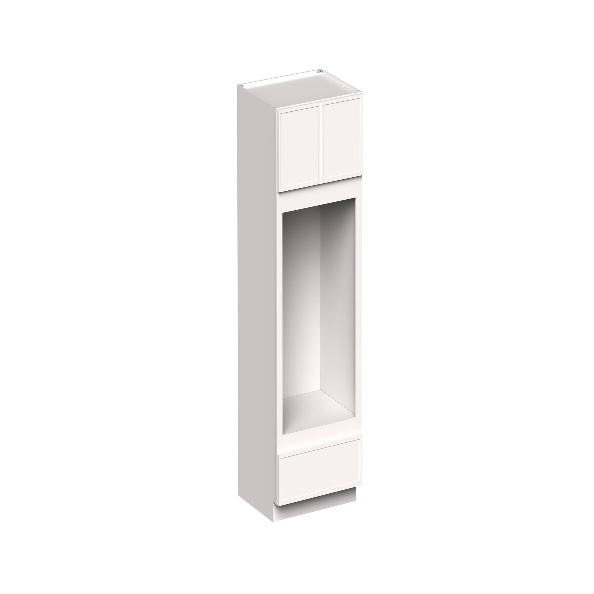 Angle. Boyel Living - 33-in W x 90-in H x 27-in D Slim Shaker RTA Kitchen Double Oven Cabinet with Soft-Close - Snow White.