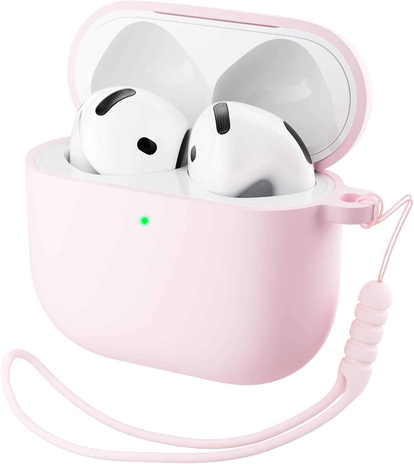 Front. Ornarto - ORNARTO for AirPods 4th Generation Case(2024), Soft Silicone Full Protective Cover with LED Visible - Pink - Pink.