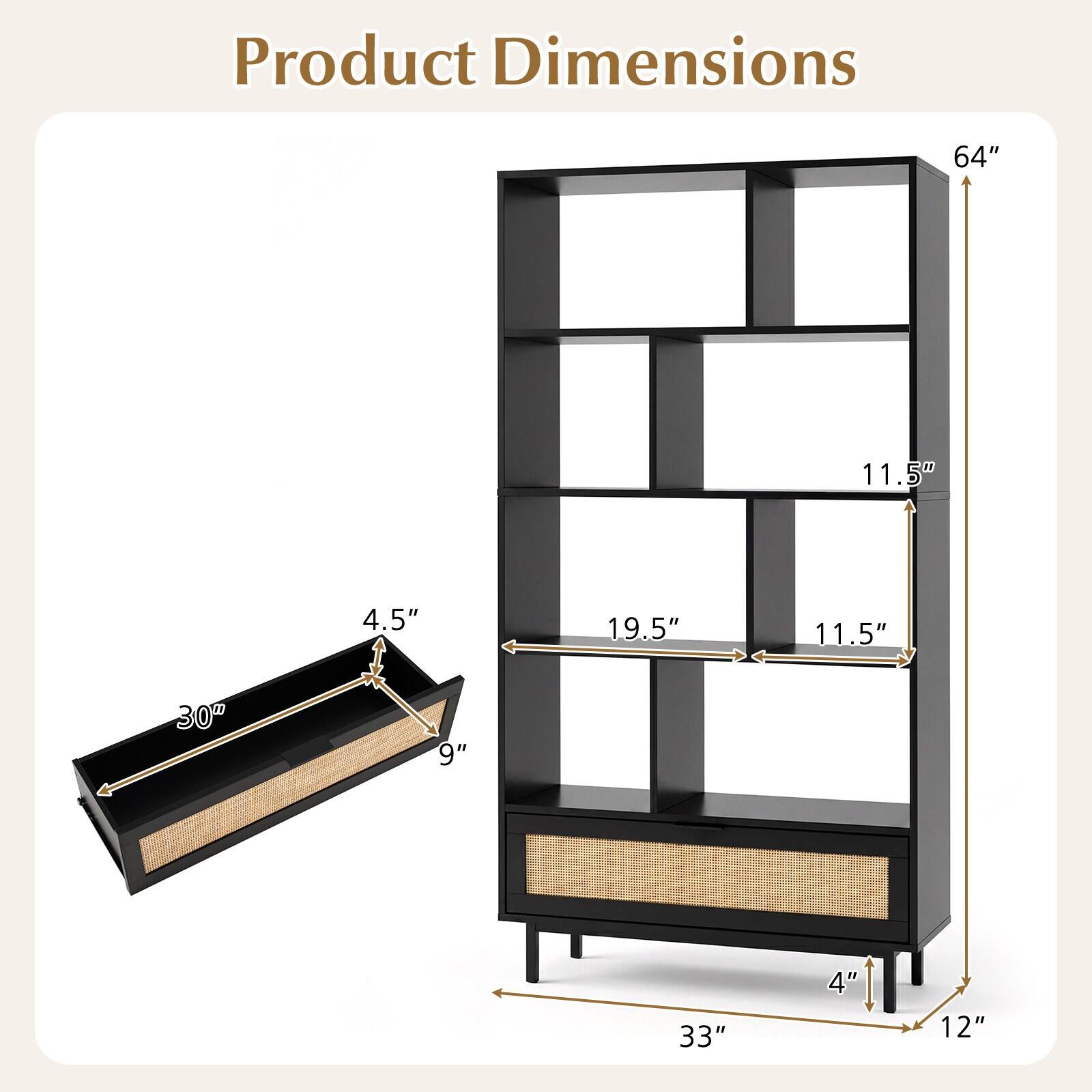 Product Dimensions: 64" x 11.5" x 4.5" x 19.5" x 11.5" x 30" x 9" x 33" x 4" x 12"