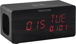 Memorex - CRBT250 Bluetooth Led Alarm Clock With Wireless Charger - Black