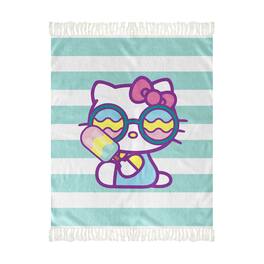 Hello Kitty - Popsicle 50 x 60 Inch Beach Throw with Tassels - Blue