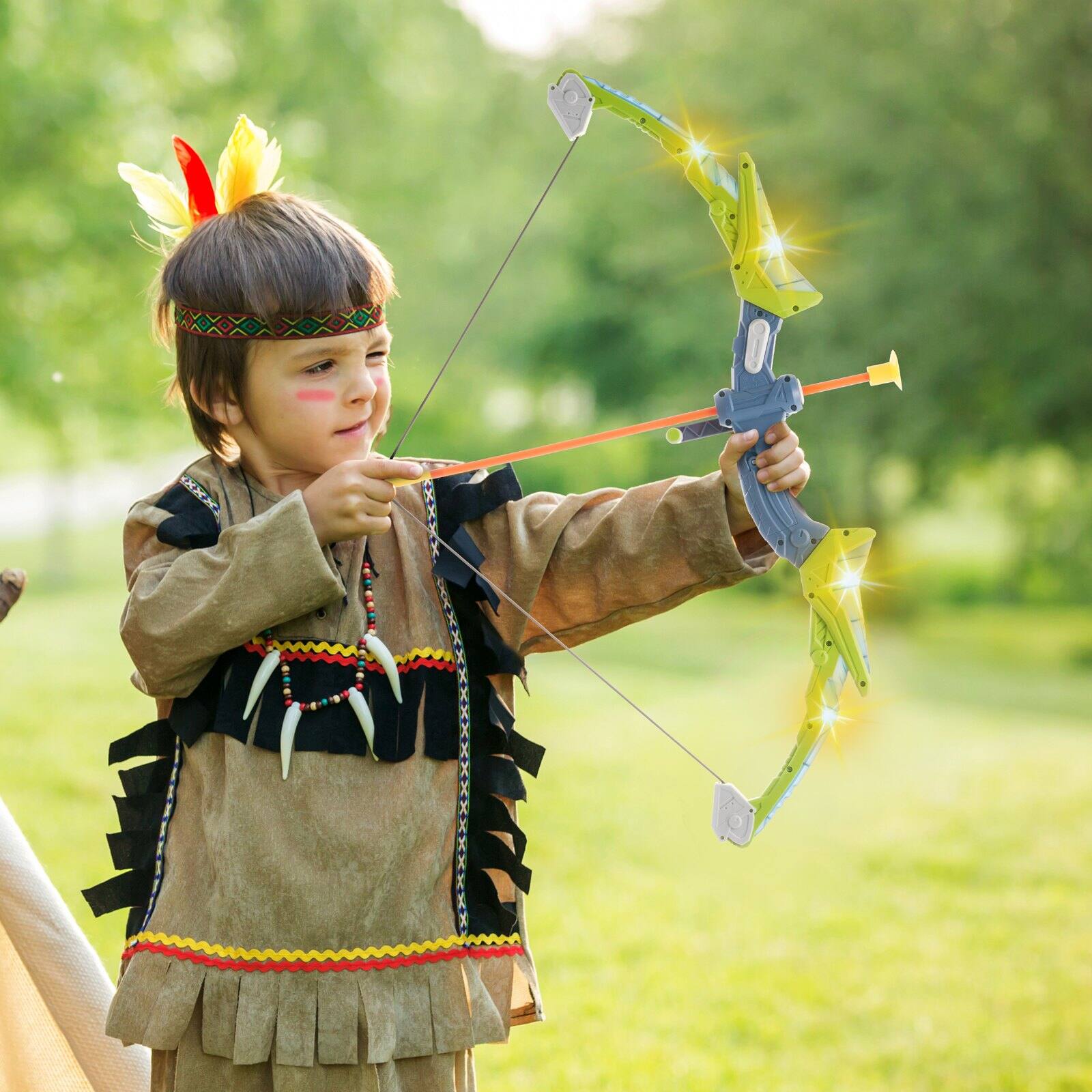Alt View 1. Glintex - Bow & Arrow Set for Kids, 2-Pack LED Archery Set w/ Suction Cup Arrows, 2 Guns, 3 Target Cans, Outdoor Toy.