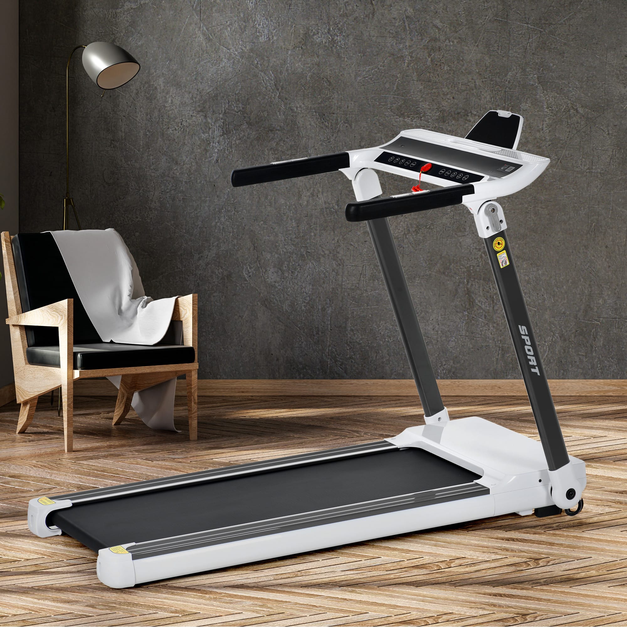 APRILSOUL Portable Compact Treadmill 4HP 14KMH 330lbs Foldable
