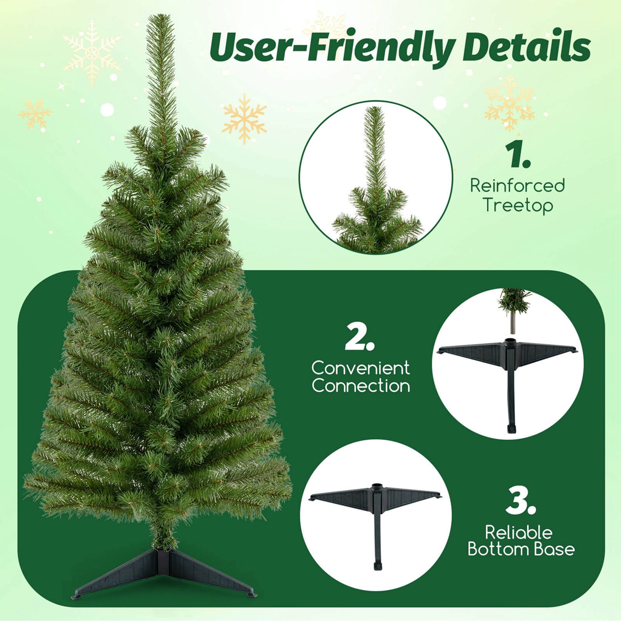 User-Friendly Details:
1. Reinforced Treetop
2. Convenient Connection
3. Reliable Bottom Base