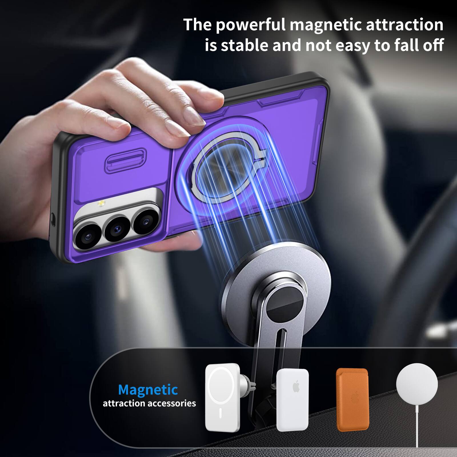 The powerful magnetic attraction is stable and not easy to fall off.  
Magnetic attraction accessories