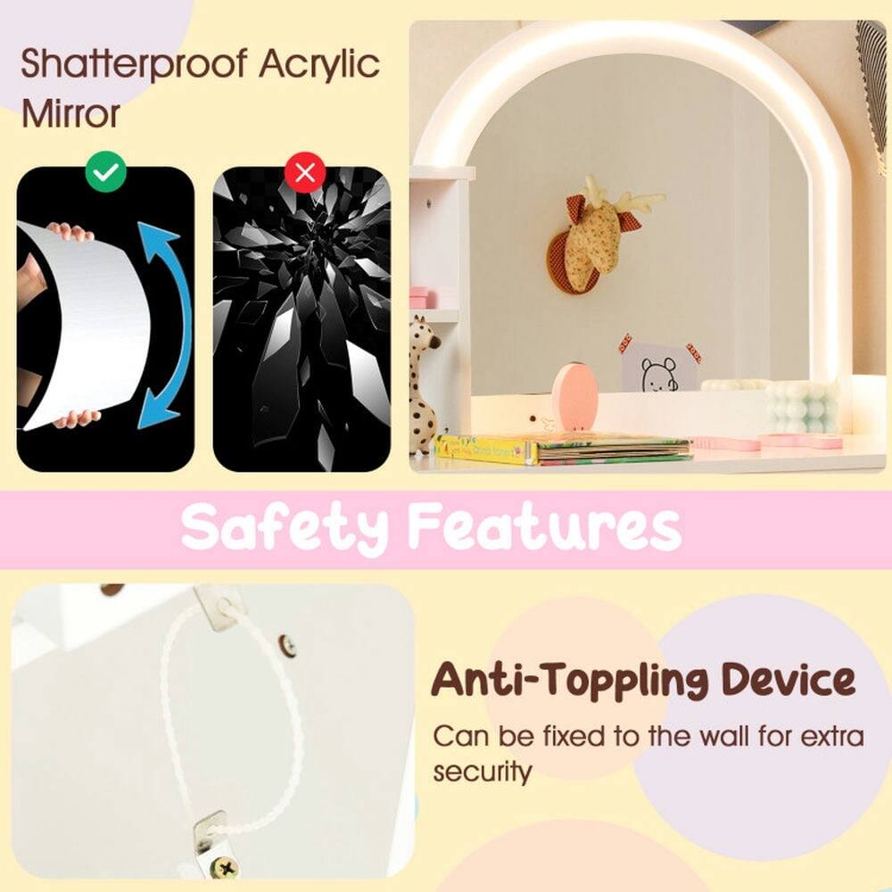 Shatterproof Acrylic Mirror

Safety Features

Anti-Toppling Device
Can be fixed to the wall for extra security