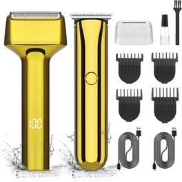 RTMB - Men's Electric Shavers, Gold Baber Clipper Set, Beard Trimmer - Yellow, Black