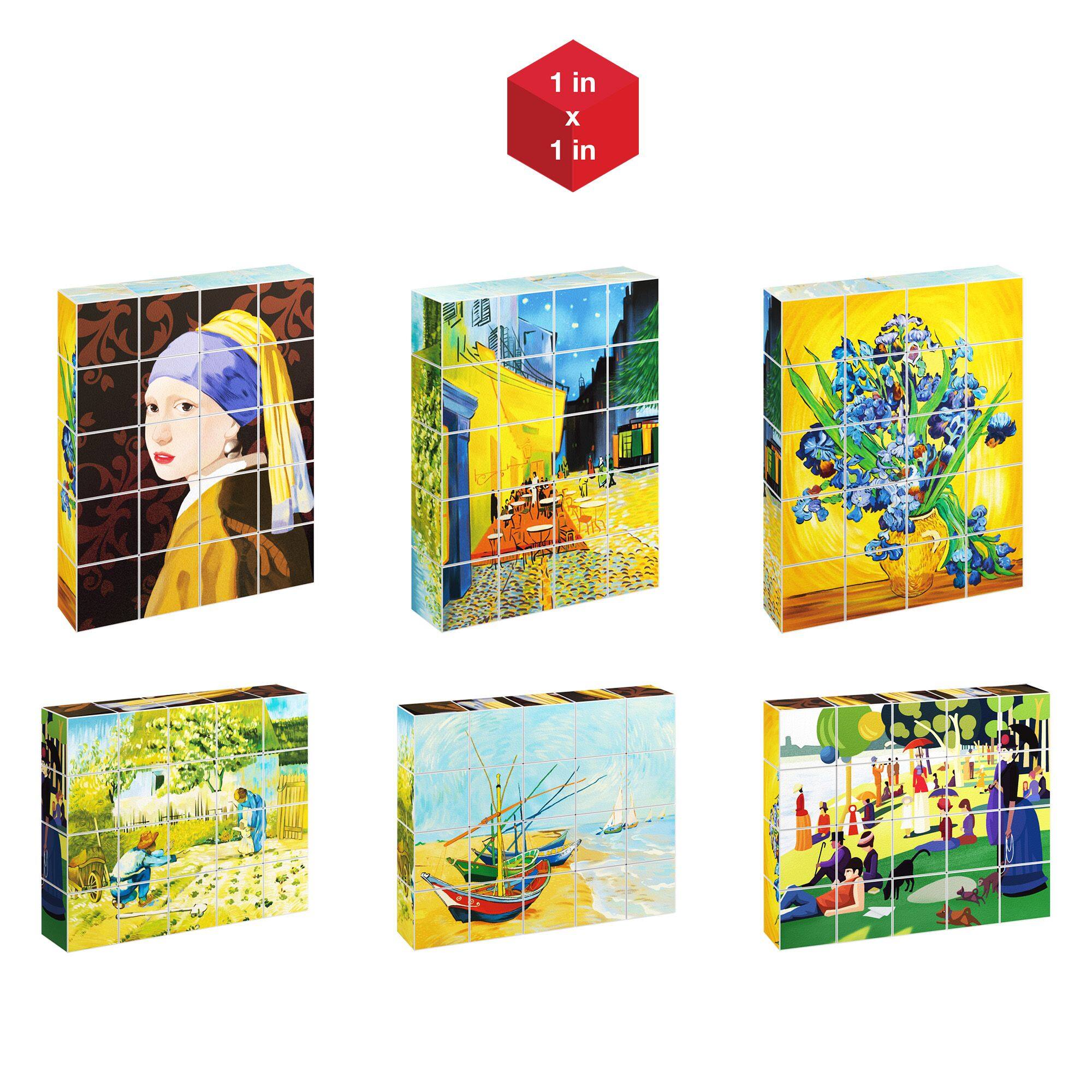Alt View 3. PicassoTiles - PICASSO-TILES 20PCS 1" Magnetic Puzzle Building Cubes of Famous World Art with Free Frame, STEM Educational Toy for Kids.
