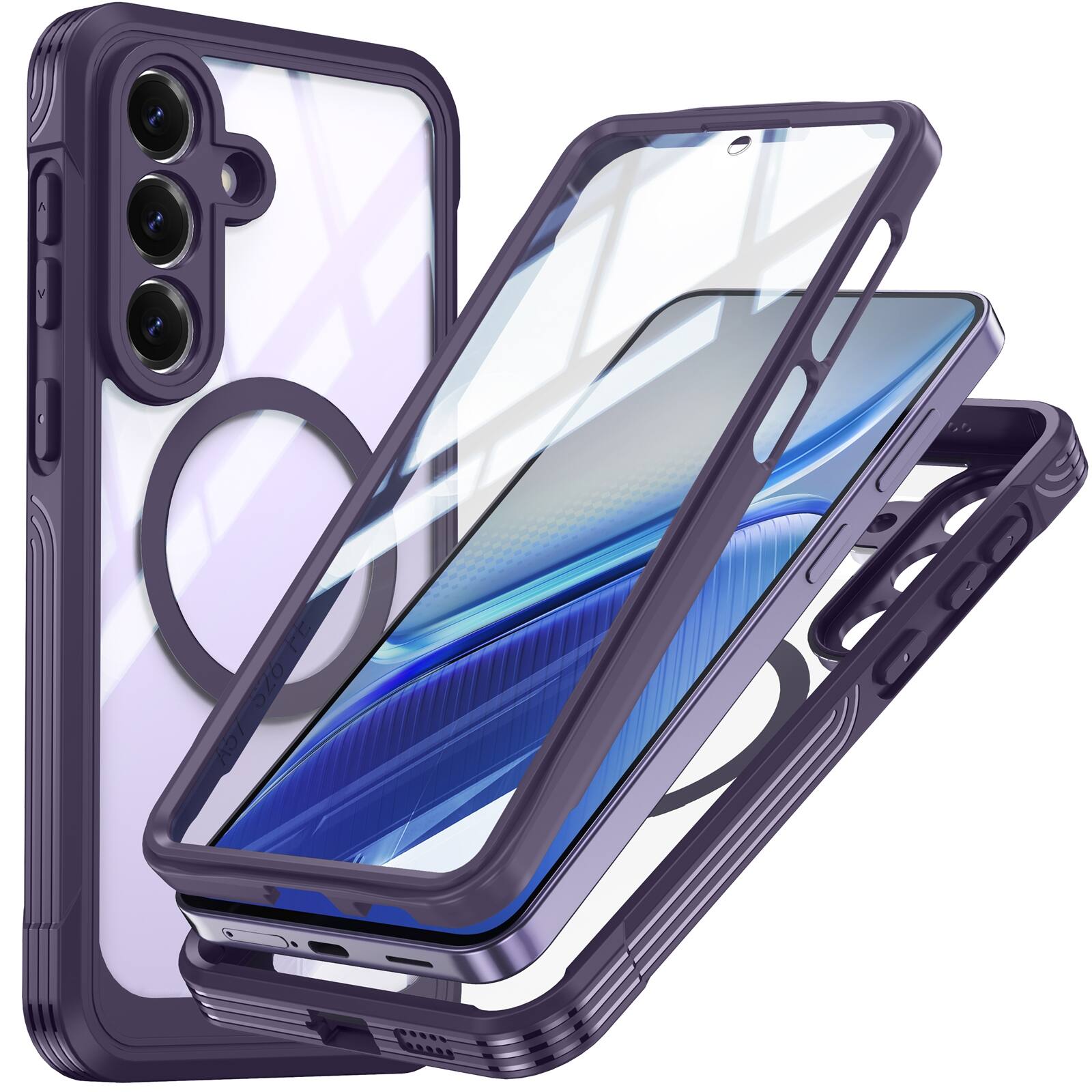 Front. UUCOVER - Magnetic Case for Samsung Galaxy S26 FE Built-in Screen Protector Shockproof TPU + PC Compatible with MagSafe Cover - Purple.