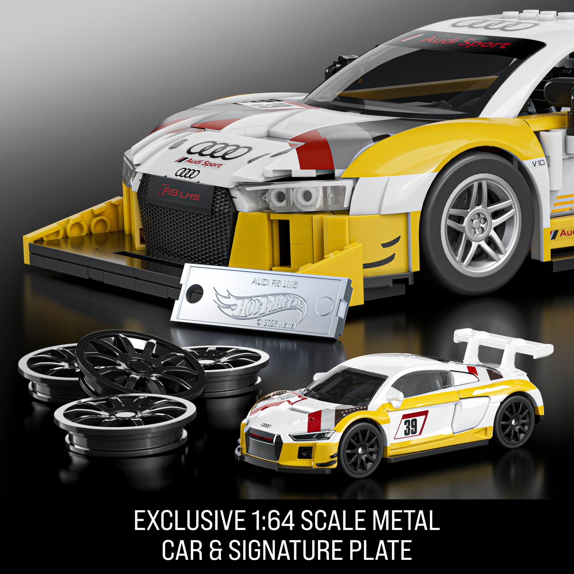Ce Audi Sport 306 AudiSport I Auc ae Sport an RRB LMS AUDI RE 1hs HOHHES  
QrV Au WN PL 39 EXCLUSIVE 1:64 SCALE METAL CAR & SIGNATURE PLATE