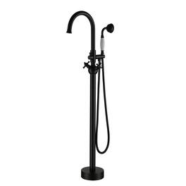 Boyel Living - Classic Floor Mount 3-Handle Freestanding Tub Faucet with Hand Shower and Water Supply Hoses in Oil Rubbed Bronze - Oil-Rubbed Bronze
