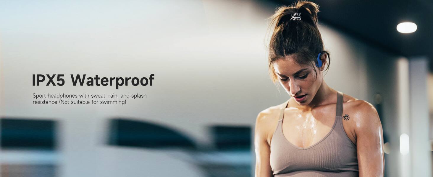 IPX5 Waterproof Sport headphones with sweat, rain, and splash resistance (Not suitable for swimming)