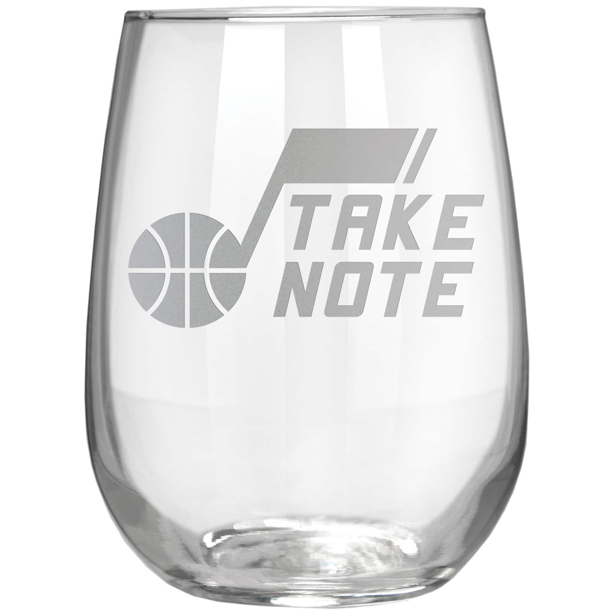 Great American Products - Utah Jazz Etched 17oz. Rally Cry Stemless Wine Glass - Multicolor