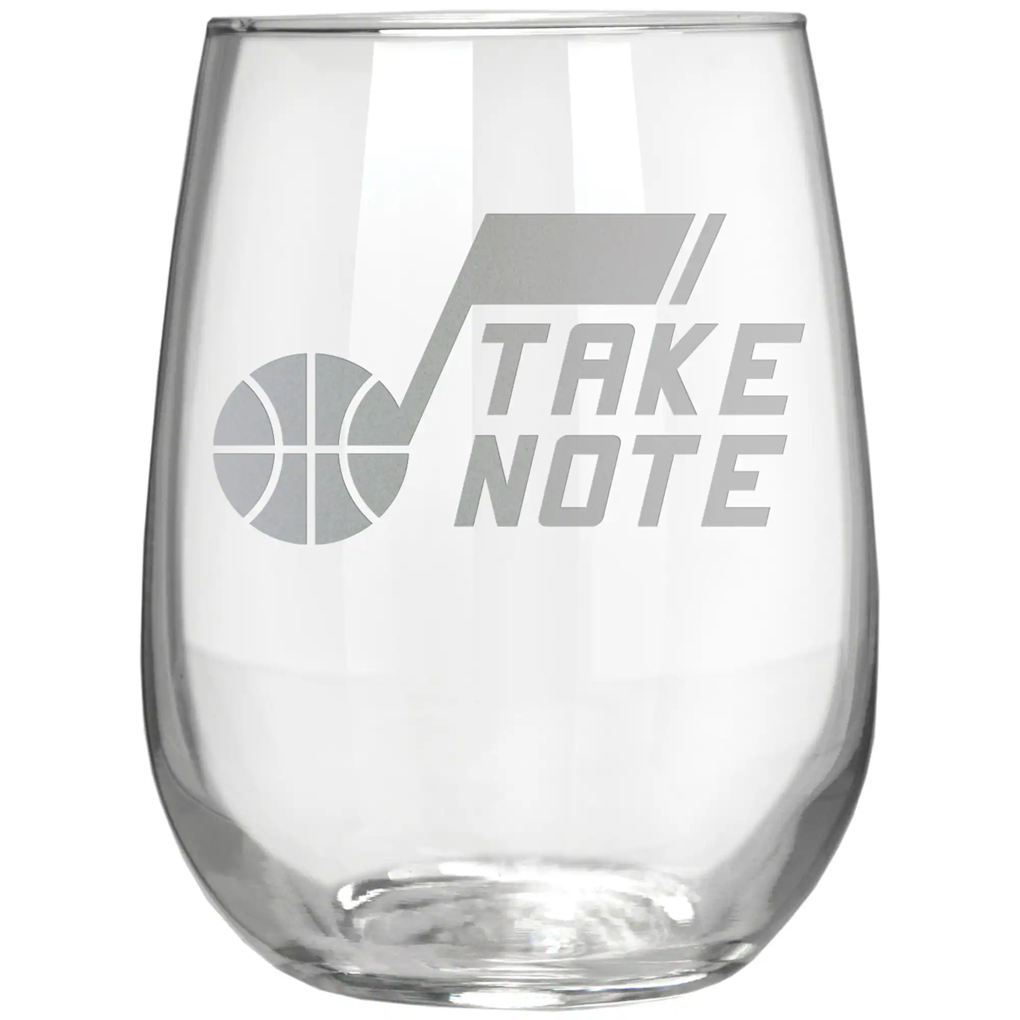 Great American Products - Utah Jazz Etched 17oz. Rally Cry Stemless Wine Glass - Multicolor