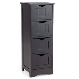 Gymax - Bathroom Floor Cabinet Free Standing Storage Side Organizer W/4 Drawers - Espresso