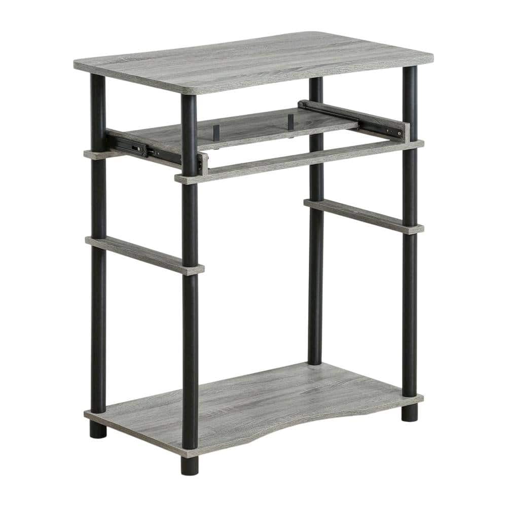 BisonOffice - Computer Desk with Finish for Home Office - French Oak Grey/Black
