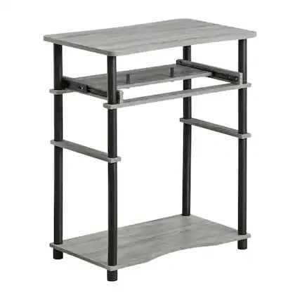 Front. BisonOffice - Computer Desk with French Oak Grey/Black Finish for Home Office - French Oak Grey/Black.
