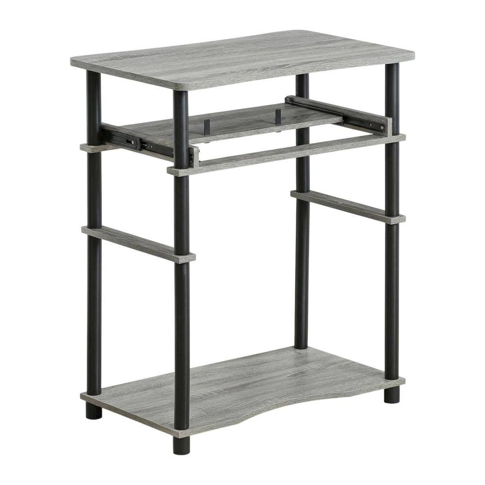 Front. BisonOffice - Computer Desk with French Oak Grey/Black Finish for Home Office - French Oak Grey/Black.
