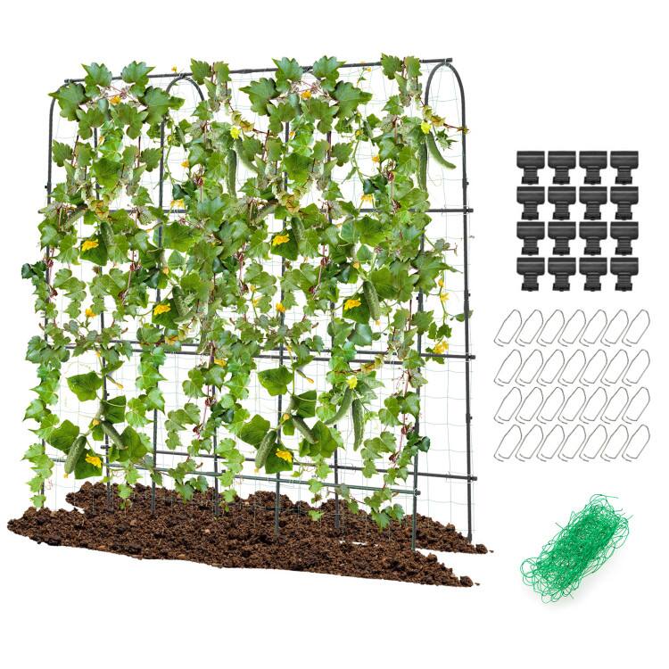 Left. Mondawe - 71 x 71 Inch U-Shaped Garden Trellis for Climbing Plants with Ground Stakes - Black.