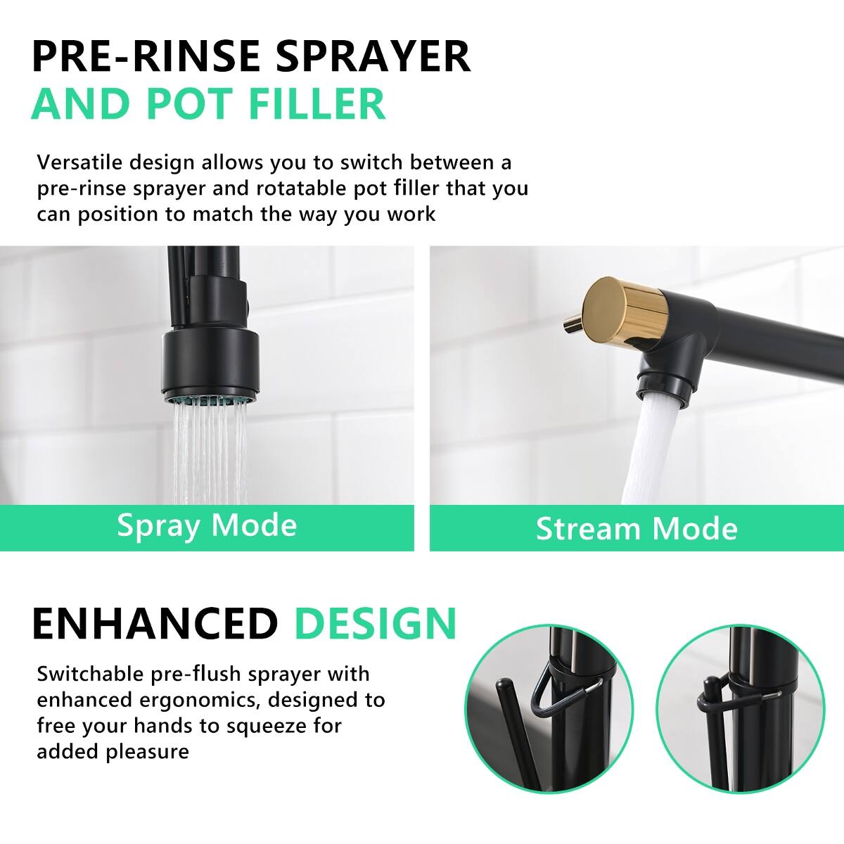 Ropilly Commercial Kitchen Faucet with Pull Down Sprayer, Single Handle ...