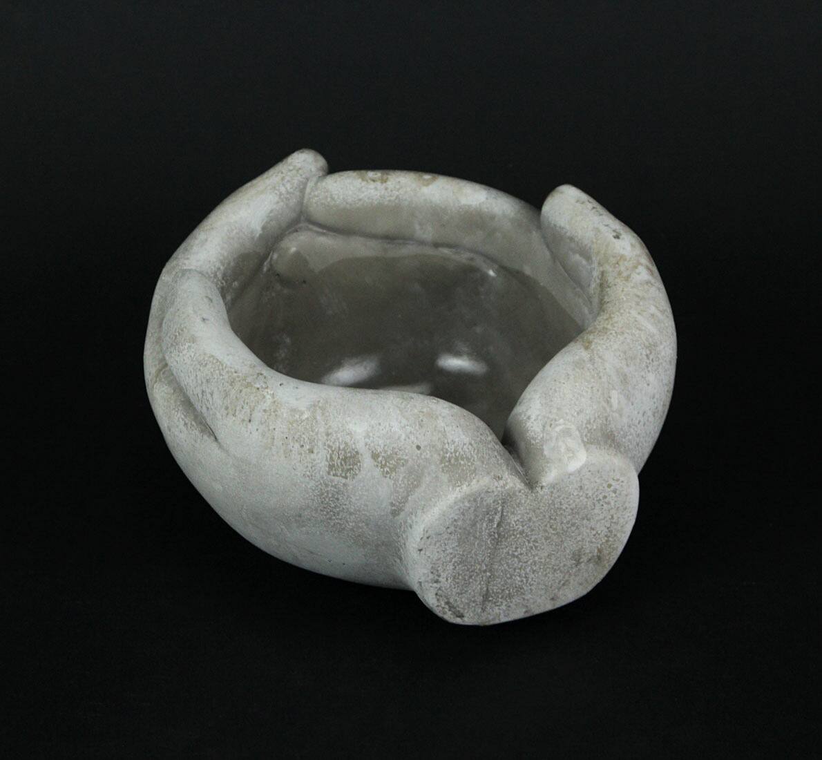 Alt View 2. Distinctive Designs - 7 Inch Helping Hands Indoor/Outdoor Concrete Plant Pot Planter / Candle Holder - Grey.