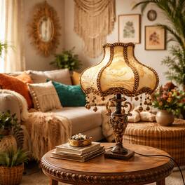 FC Design - 24"H Dark Brown Decorative Vase w/ Palace Inspired Shade Table Lamp