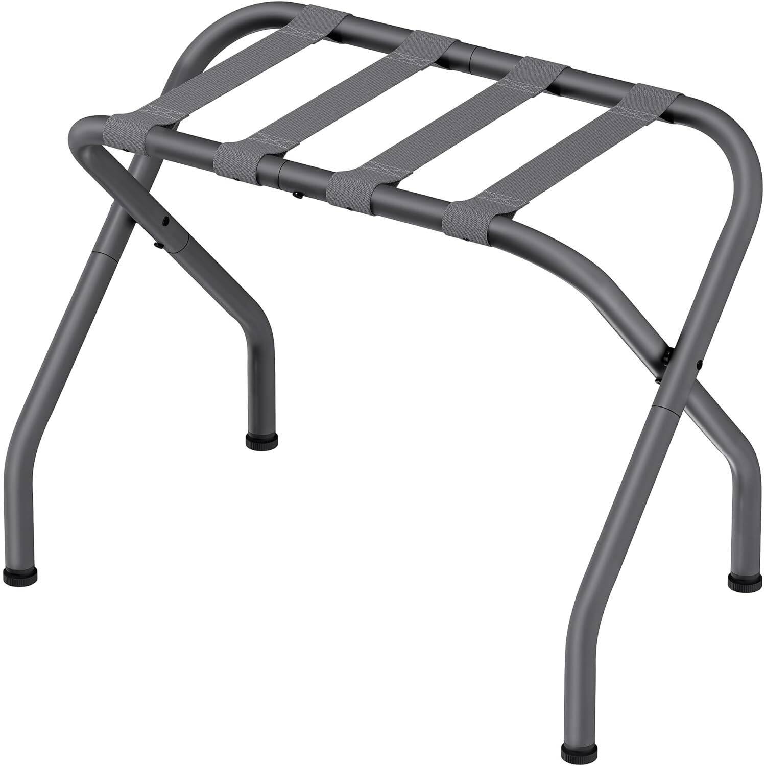 Front. Hivvago - Sturdy Grey Metal Folding Luggage Rack - Black.