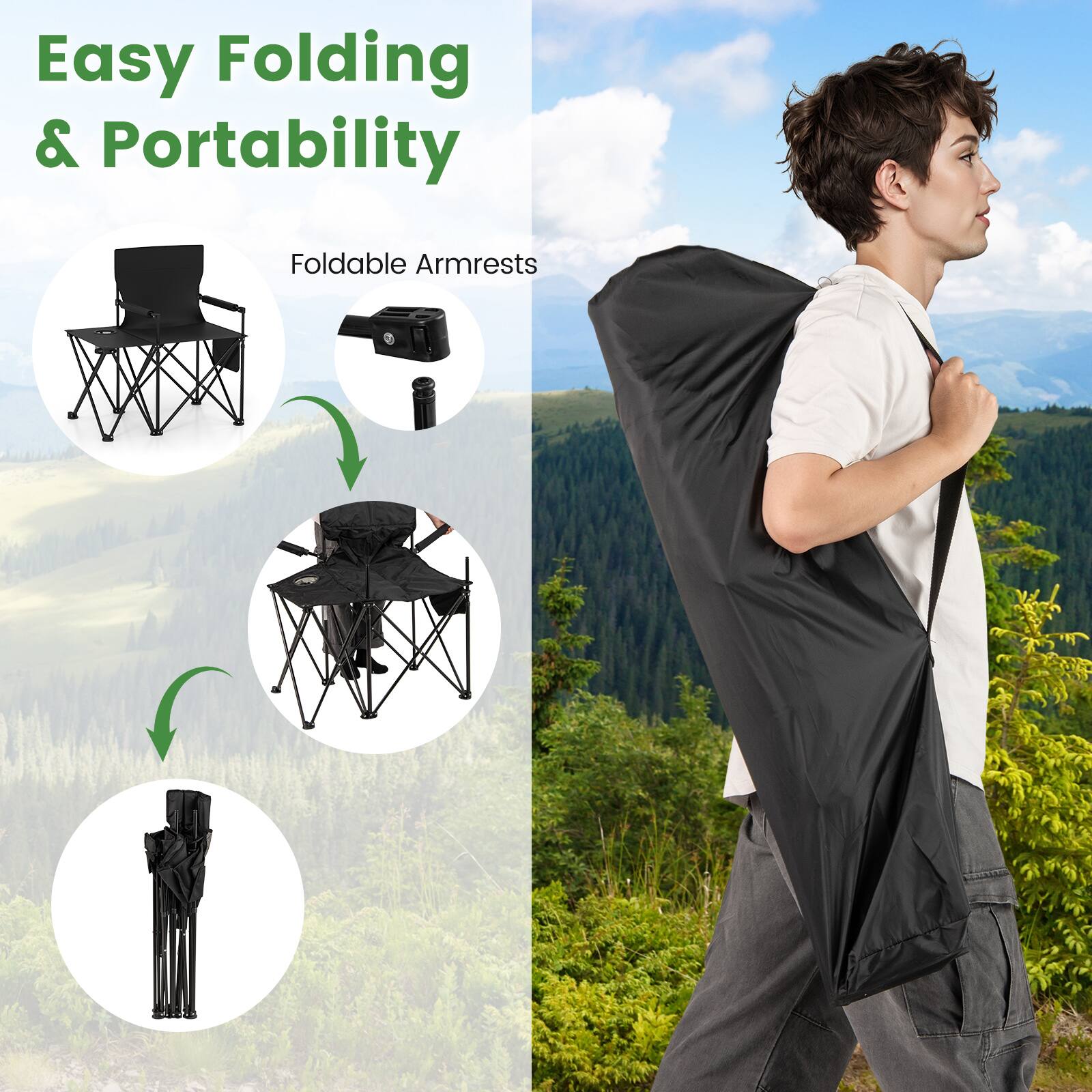 Easy Folding & Portability

Foldable Armrests