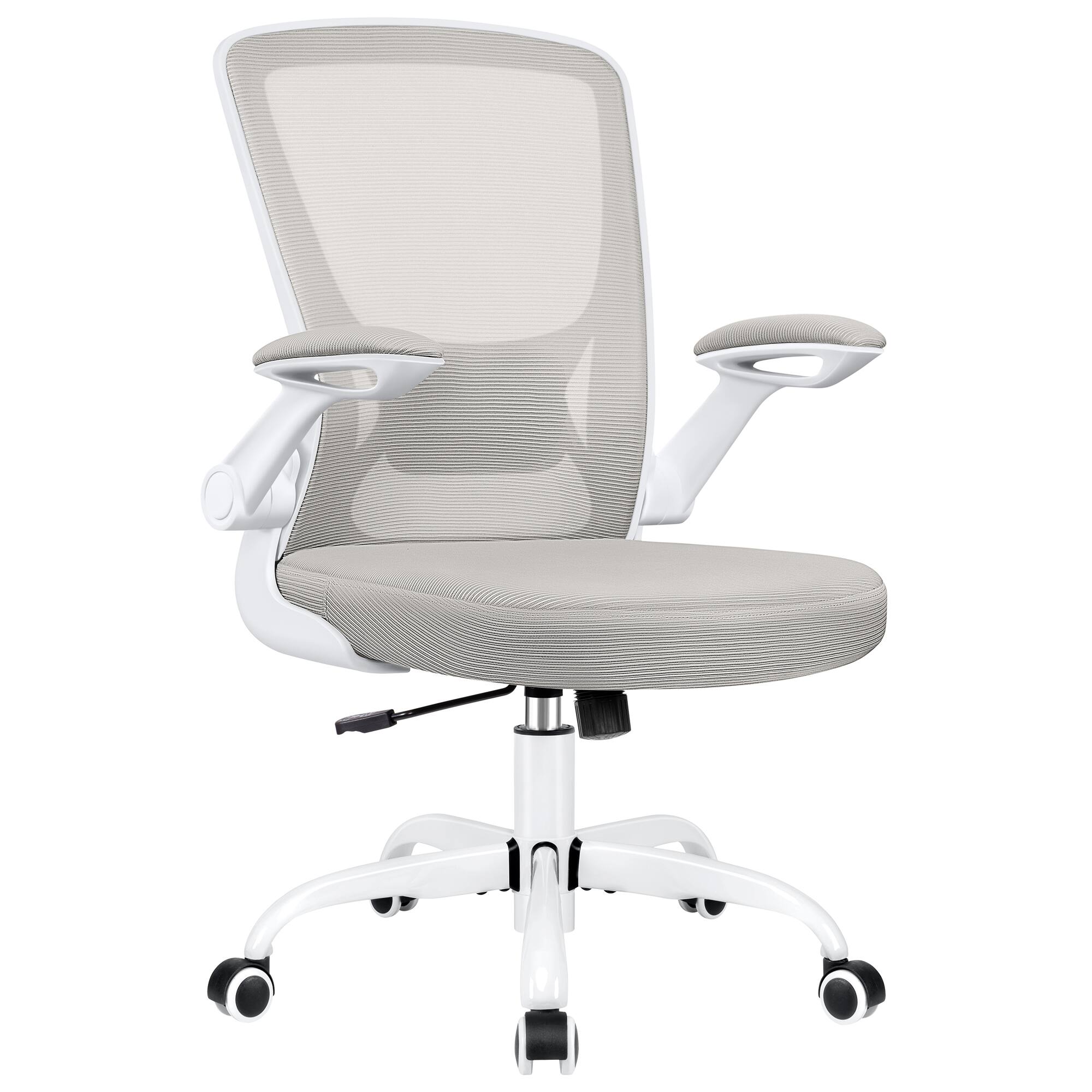 Angle. Brick Attic - 300LBS Ergonomic Adjustable Height Office Chair, Breathable Mesh Desk Chair with Lumbar Support and Flip-up Arms - Light Grey.