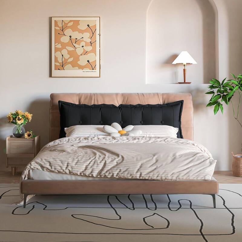 Left. wowmax - Headboard Pillow Full Black - Back Support Pillow for Sitting in Bed - Black.