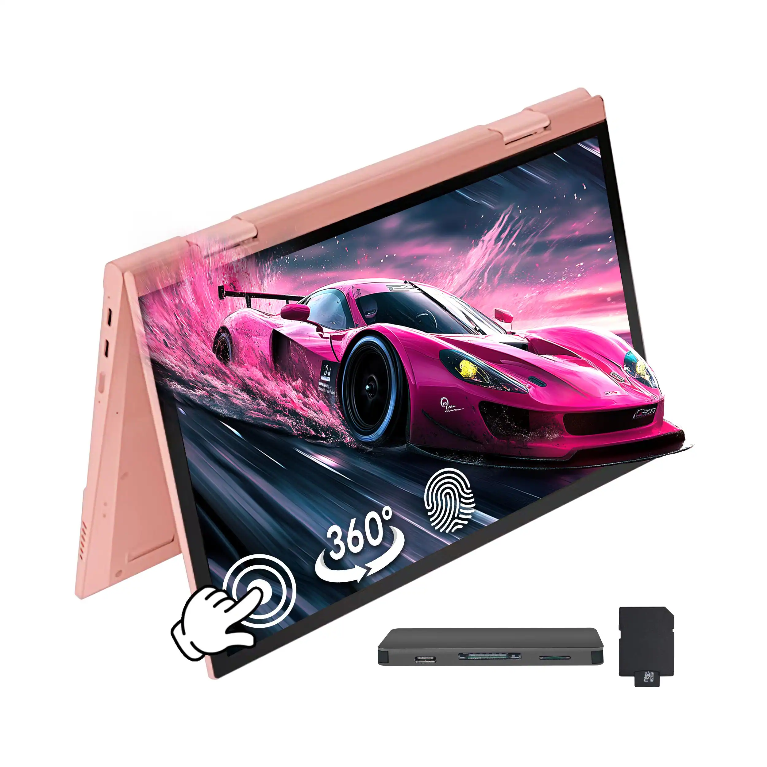 Front. Hotface - Hotface 10.95" 2K Touch 2-in-1,Intel N95 Processor,16GB DDR5,1TB SSD+160GB Dock Set,1 Year Office 365,Win 11 Pro,Pink - Pink.