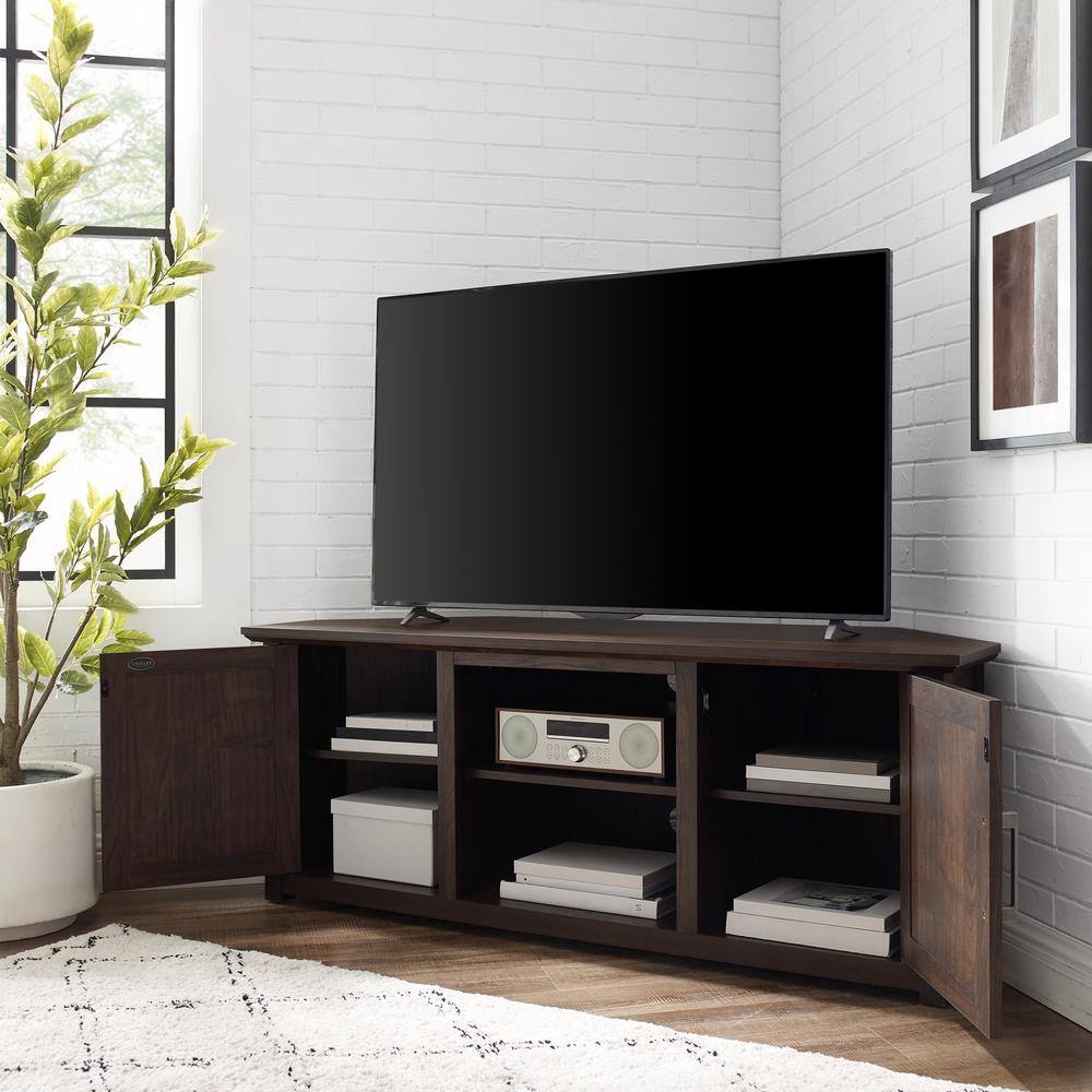 Alt View 4. Crosley Furniture - Camden Corner Tv Stand For 65+ Inch Tv - Brown.