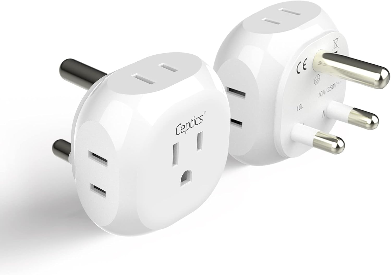Ceptics - European Schuko Travel Plug Adapter Germany France Adapter Charger - White