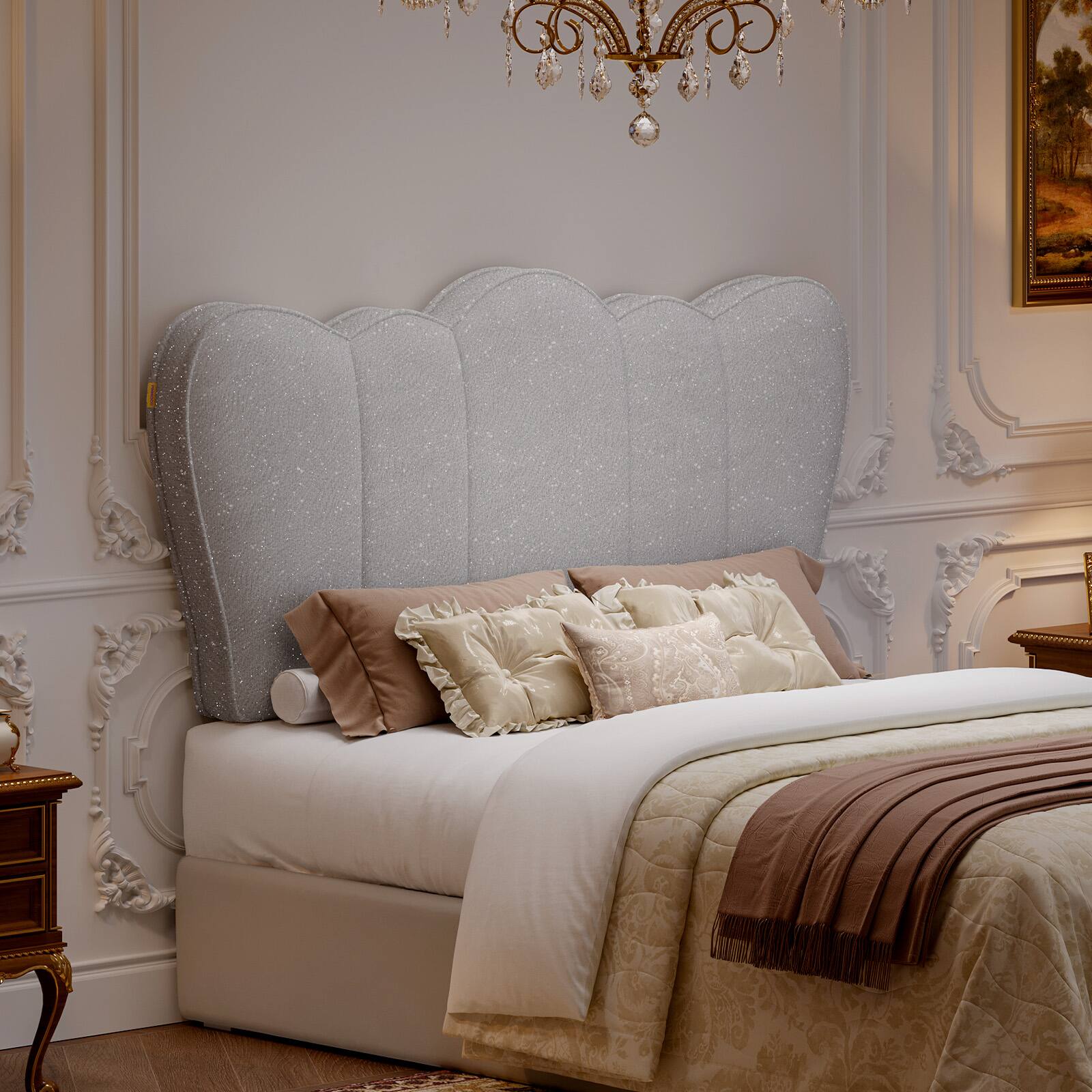 Left. Pinmoco - Upholstered Headboard Ergonomic Fabric Headboard Suitable for 8-14 inch Mattress - Sliver-Grey.