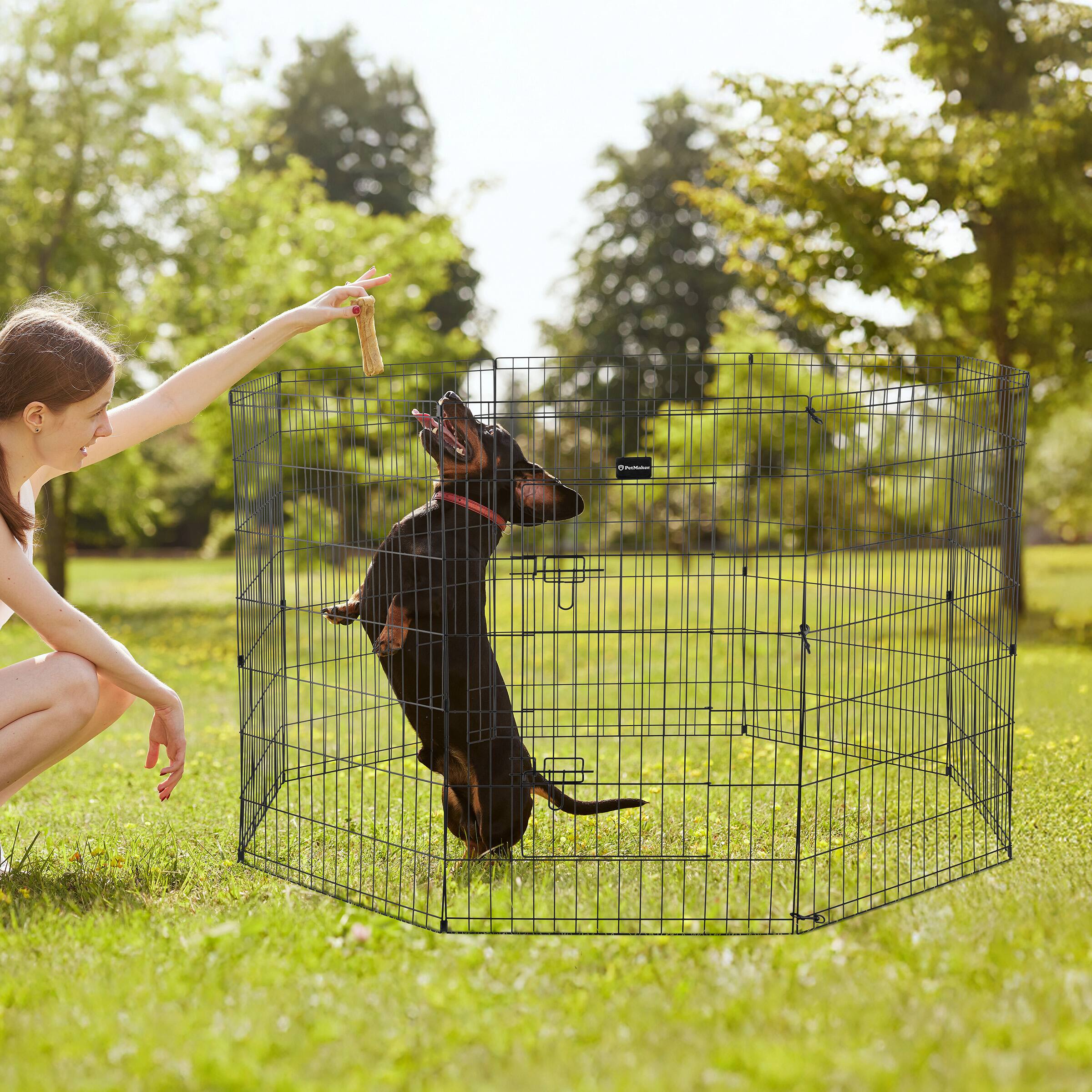Left. PetMaker - Pet Adobe Dog Playpen with Fabric Bottom.