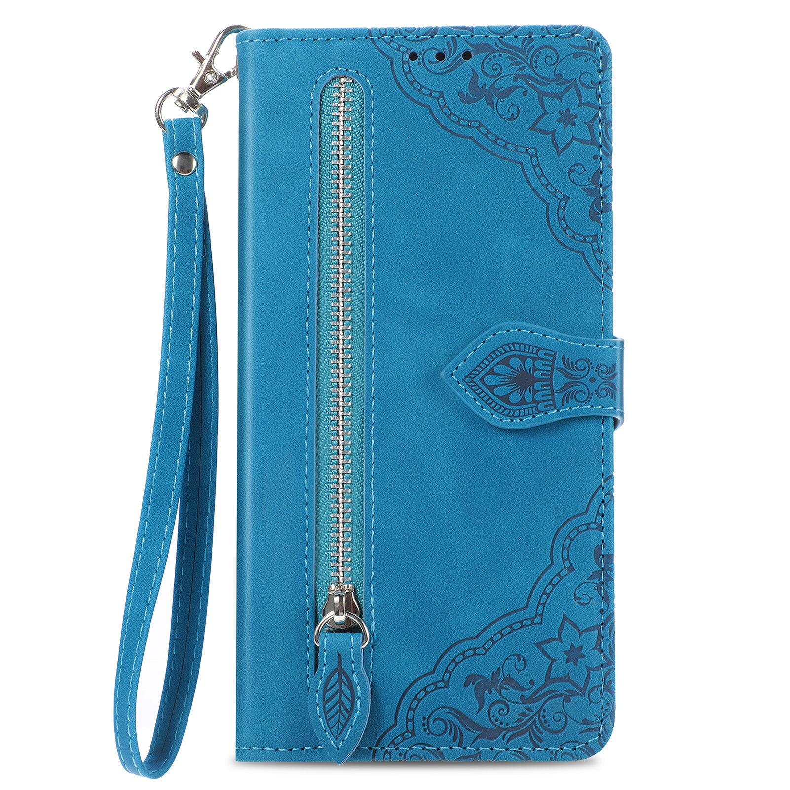 Alt View 2. Dteck - for Apple iPhone Air 2025 Wallet Case,Folio Shockproof PU Leather Card Holder Cover with Zipper Pocket & Wrist Strap - Blue.