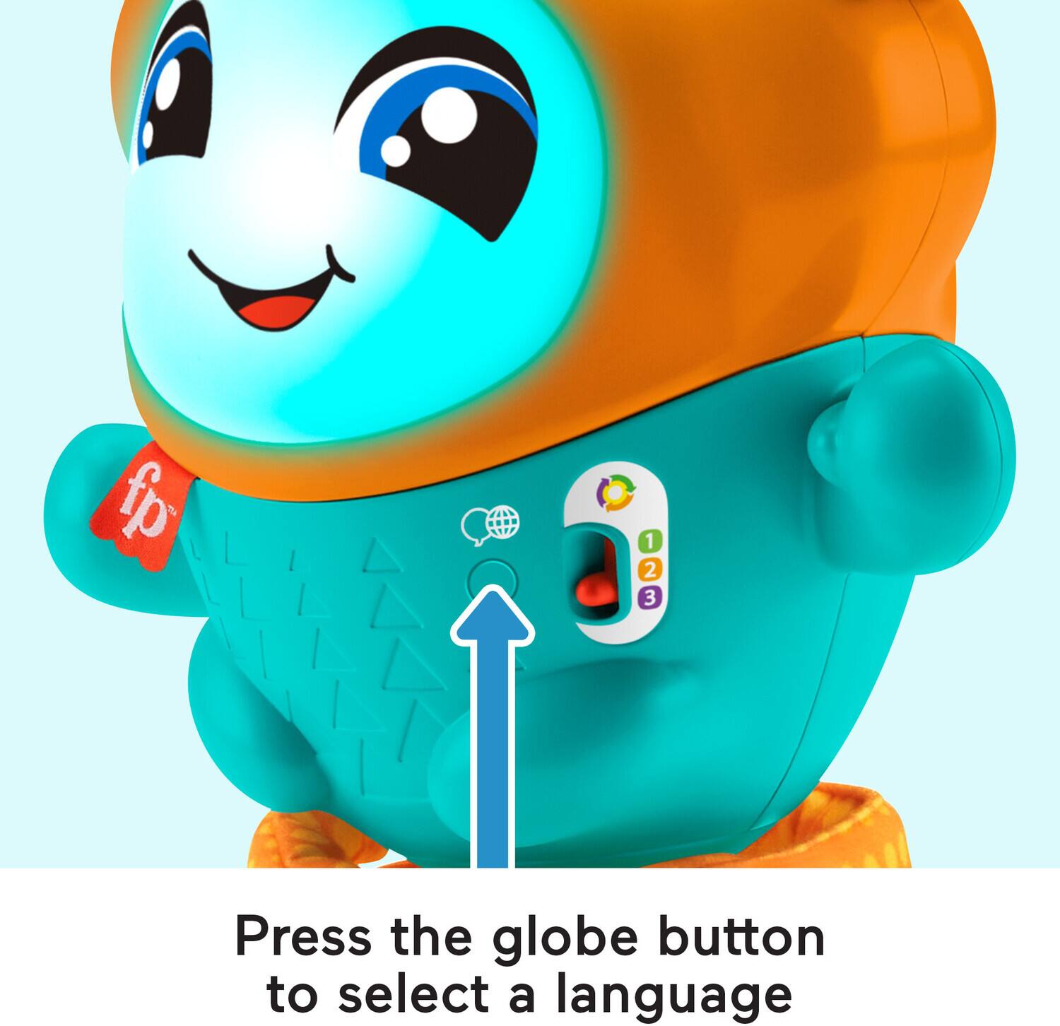 Press the globe button to select a language