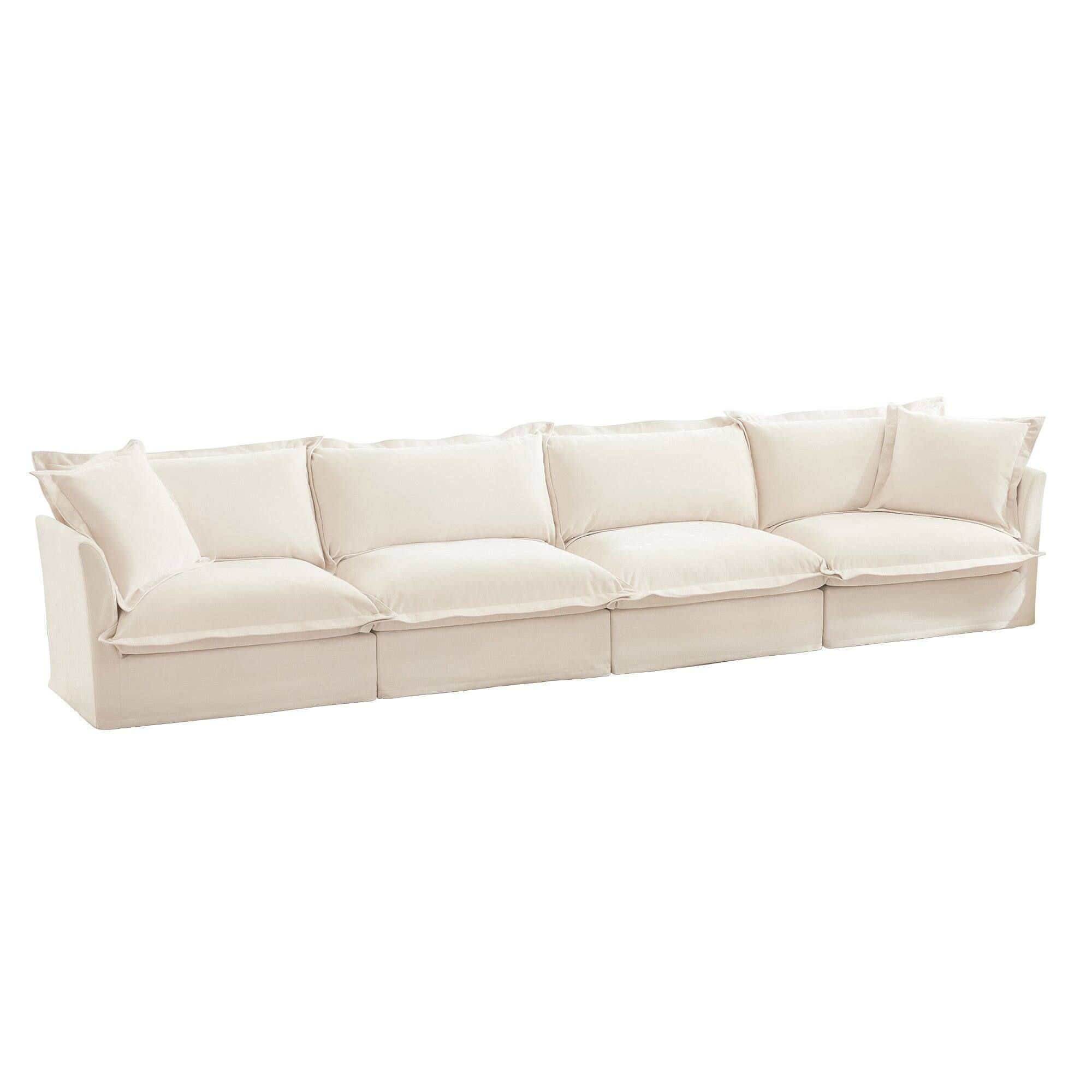 Boyel Living - Slipcovered Chenille 4 Seater Cloud Sofa - Cream